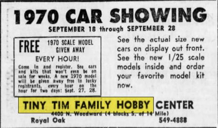 Tiny Tim Hobby Center - 1969 Ad